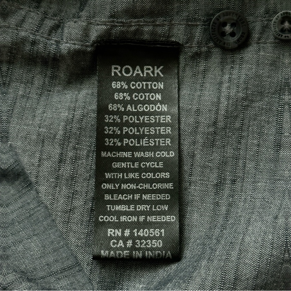 Roark Revival Shirt Mens XL Long Sleeve Button Down Pocket Gray Cotton Polyester - Picture 6 of 6